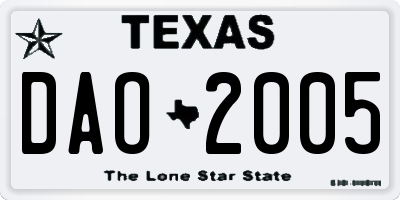 TX license plate DAO2005