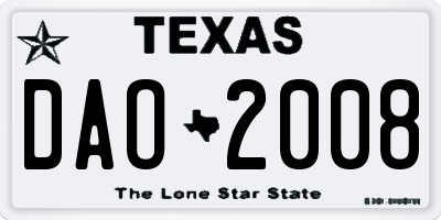 TX license plate DAO2008