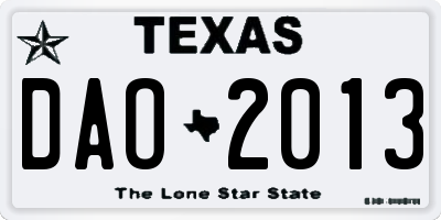 TX license plate DAO2013