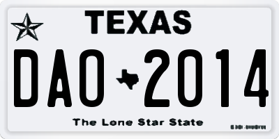 TX license plate DAO2014