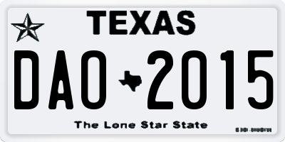 TX license plate DAO2015