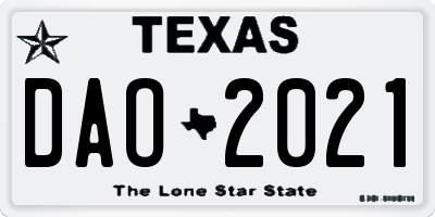 TX license plate DAO2021