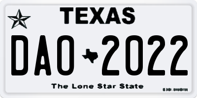 TX license plate DAO2022