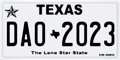 TX license plate DAO2023