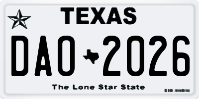 TX license plate DAO2026