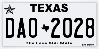 TX license plate DAO2028