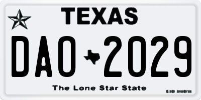 TX license plate DAO2029