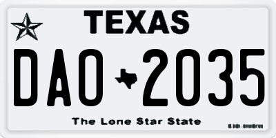 TX license plate DAO2035