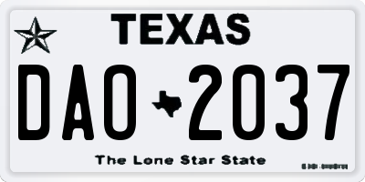TX license plate DAO2037