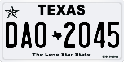 TX license plate DAO2045