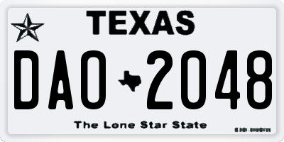 TX license plate DAO2048