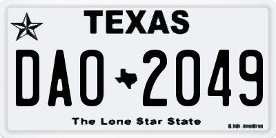 TX license plate DAO2049