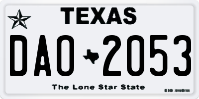 TX license plate DAO2053