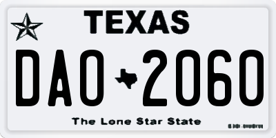 TX license plate DAO2060