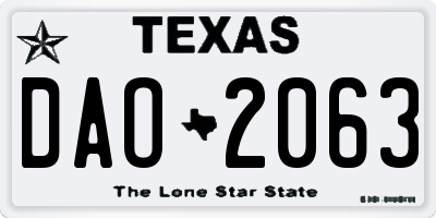 TX license plate DAO2063