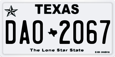 TX license plate DAO2067