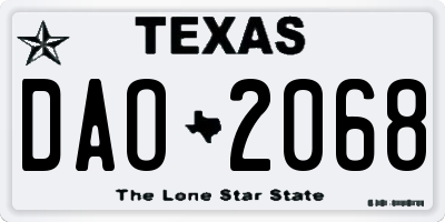 TX license plate DAO2068