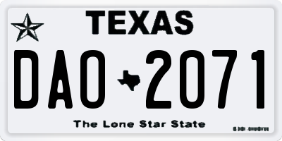 TX license plate DAO2071