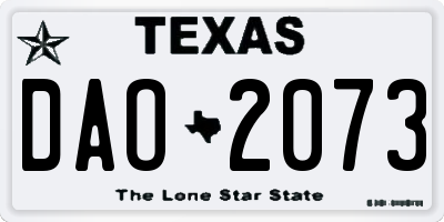 TX license plate DAO2073