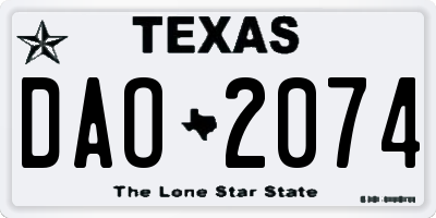 TX license plate DAO2074