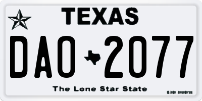 TX license plate DAO2077
