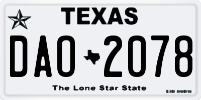 TX license plate DAO2078