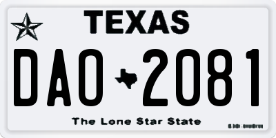 TX license plate DAO2081