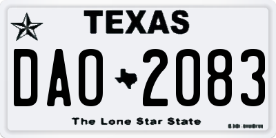 TX license plate DAO2083