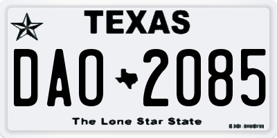 TX license plate DAO2085