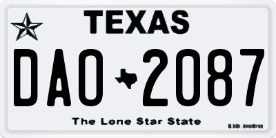TX license plate DAO2087