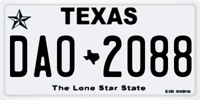 TX license plate DAO2088