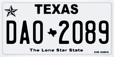 TX license plate DAO2089