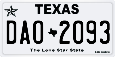 TX license plate DAO2093