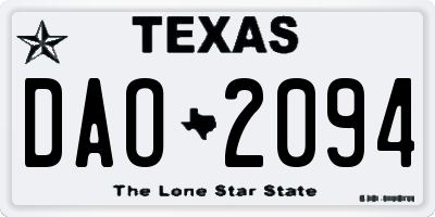 TX license plate DAO2094