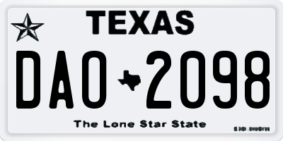 TX license plate DAO2098