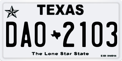 TX license plate DAO2103