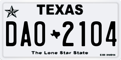 TX license plate DAO2104