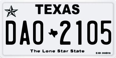 TX license plate DAO2105