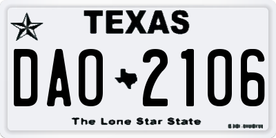 TX license plate DAO2106