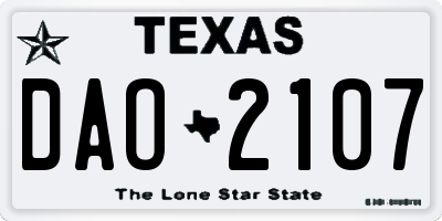 TX license plate DAO2107