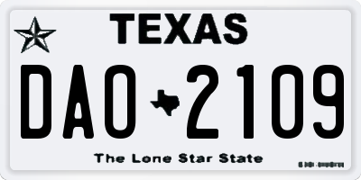 TX license plate DAO2109