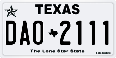 TX license plate DAO2111
