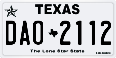 TX license plate DAO2112