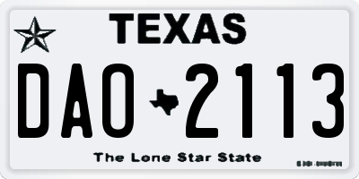 TX license plate DAO2113