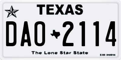 TX license plate DAO2114