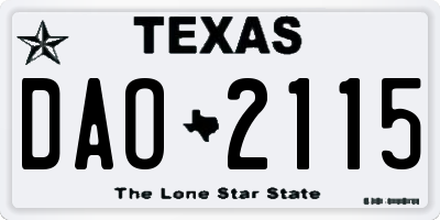 TX license plate DAO2115