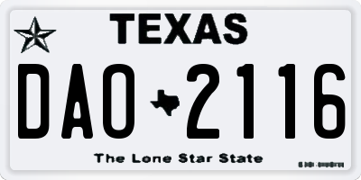 TX license plate DAO2116