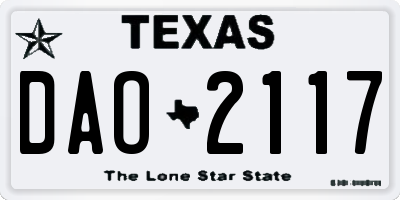 TX license plate DAO2117