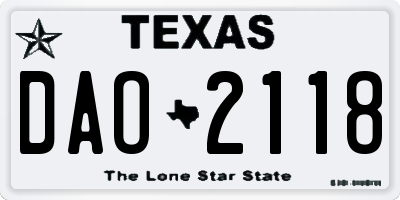 TX license plate DAO2118