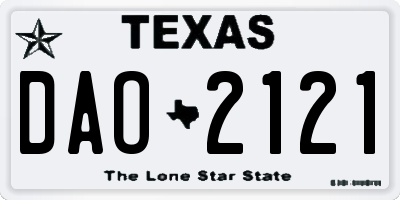 TX license plate DAO2121